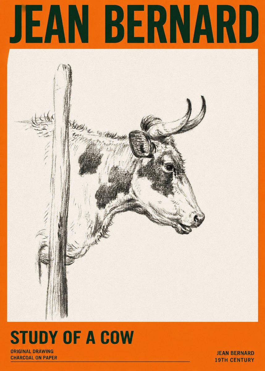 Jean Bernard Study of a Cow XVII No2 - Póster