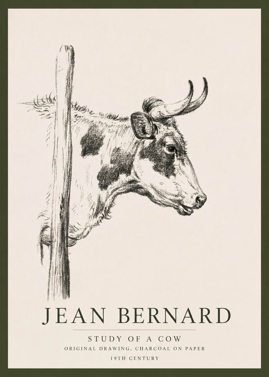 Jean Bernard Study of a Cow XVII No3 - Póster