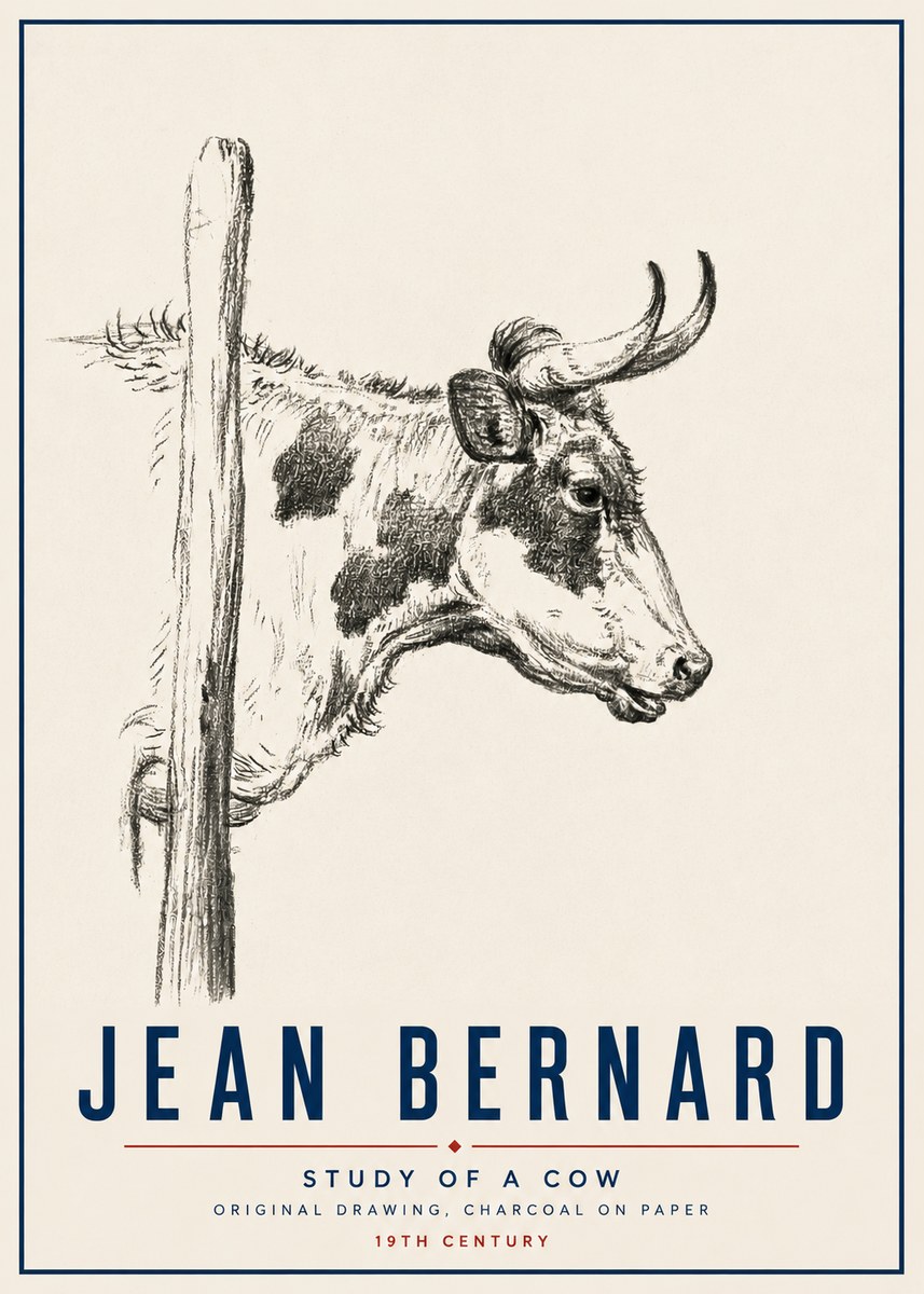 Jean Bernard Study of a Cow XVII No5 - Póster