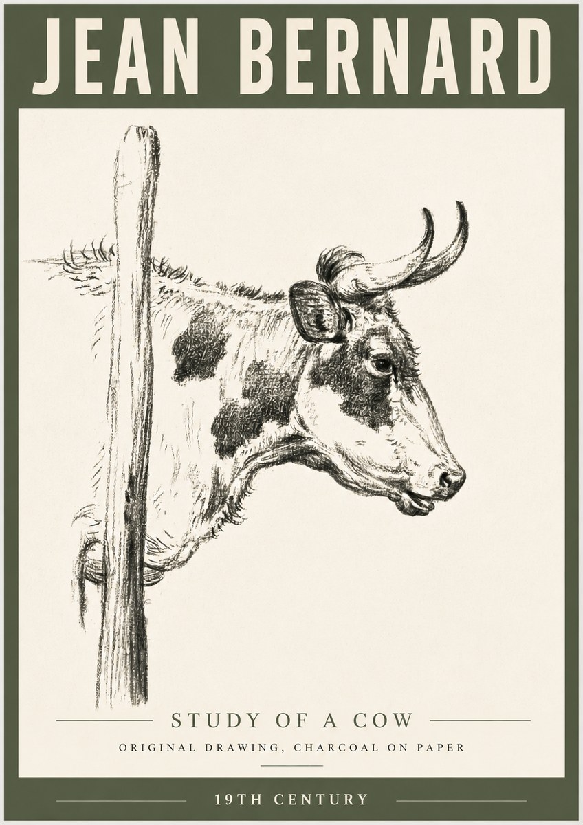 Jean Bernard Study of a Cow XVII No6 - Póster