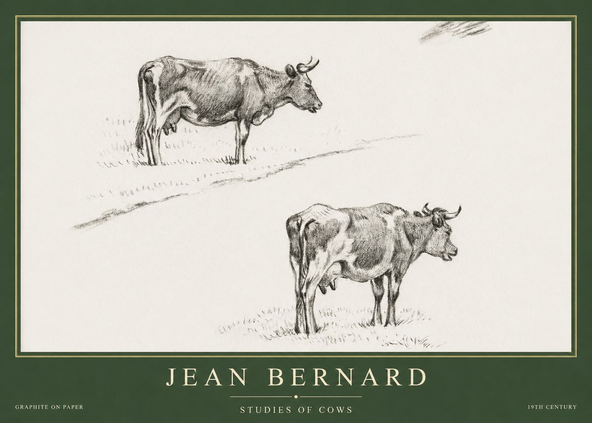 Jean Bernard Studies of Cows III No5 - Póster