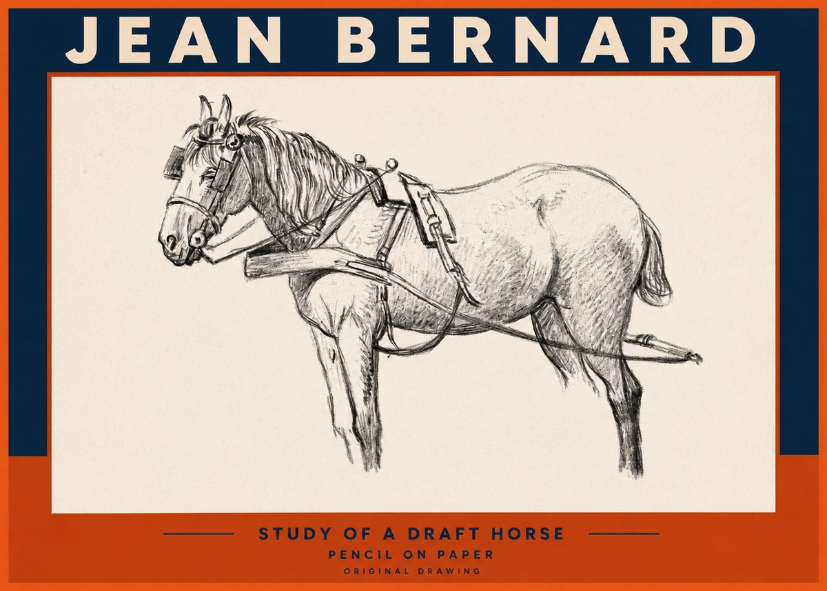 Jean Bernard Study of a Draft Horse I No2 - Póster