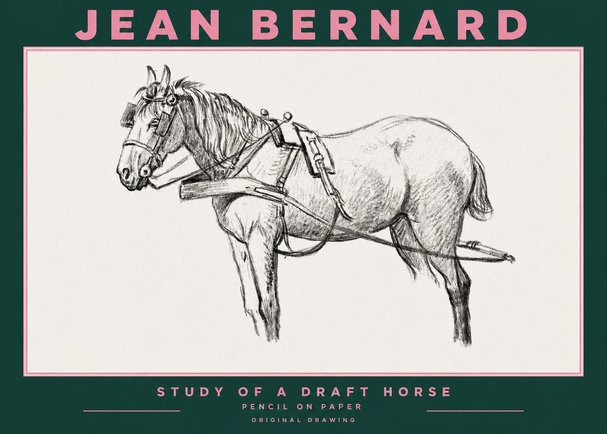 Jean Bernard Study of a Draft Horse I No3 - Póster