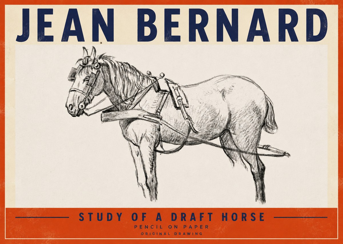 Jean Bernard Study of a Draft Horse I No4 - Póster