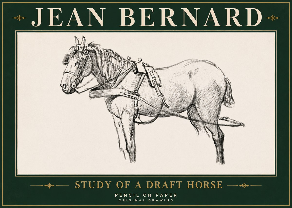 Jean Bernard Study of a Draft Horse I No5 - Póster