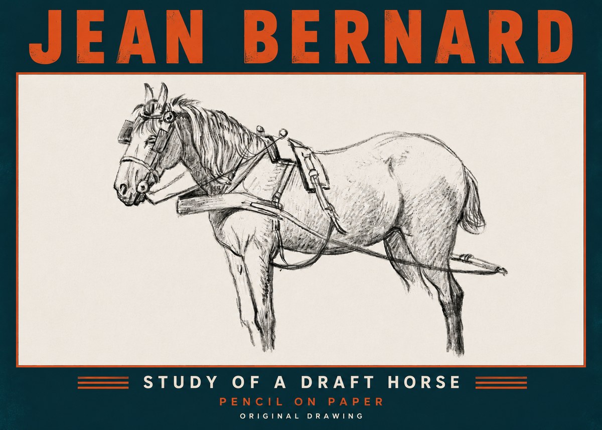 Jean Bernard Study of a Draft Horse I No6 - Póster