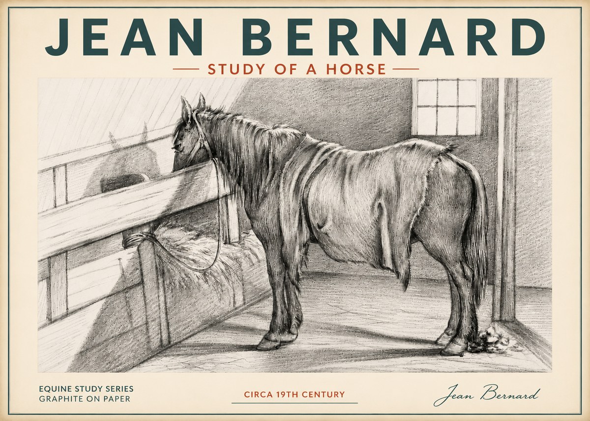 Jean Bernard Study of a Horse XIII No4 - Póster