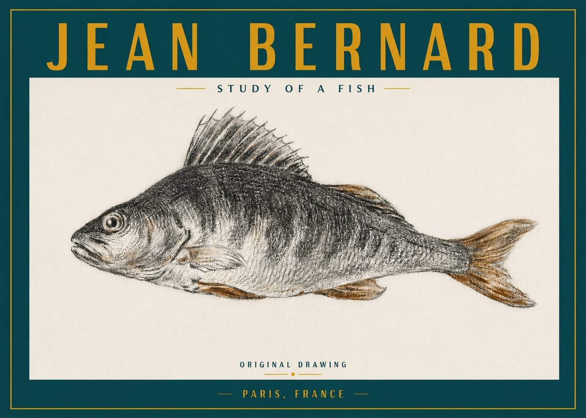 Jean Bernard Study of a Fish IV No3 - Póster