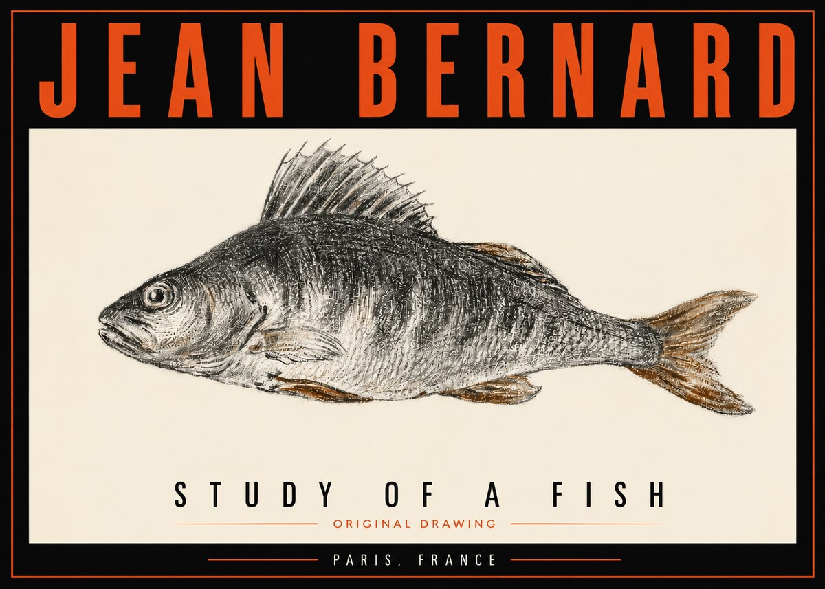 Jean Bernard Study of a Fish IV No5 - Póster