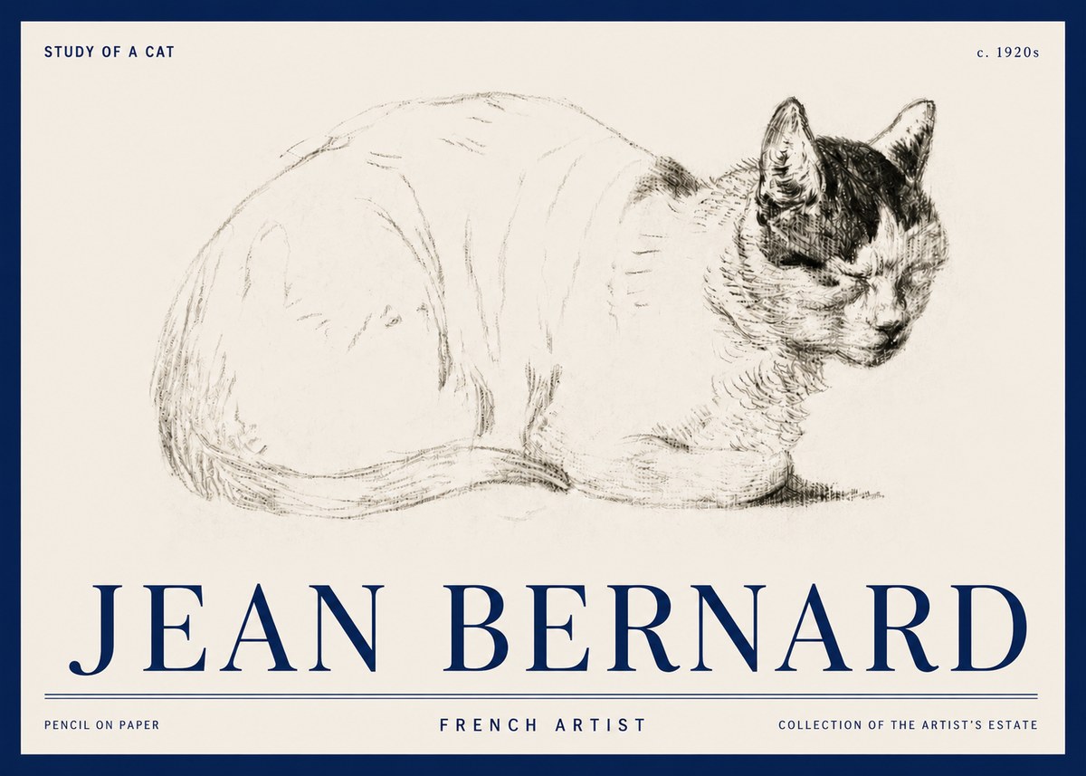 Jean Bernard Study of a Cat III No3 - Póster