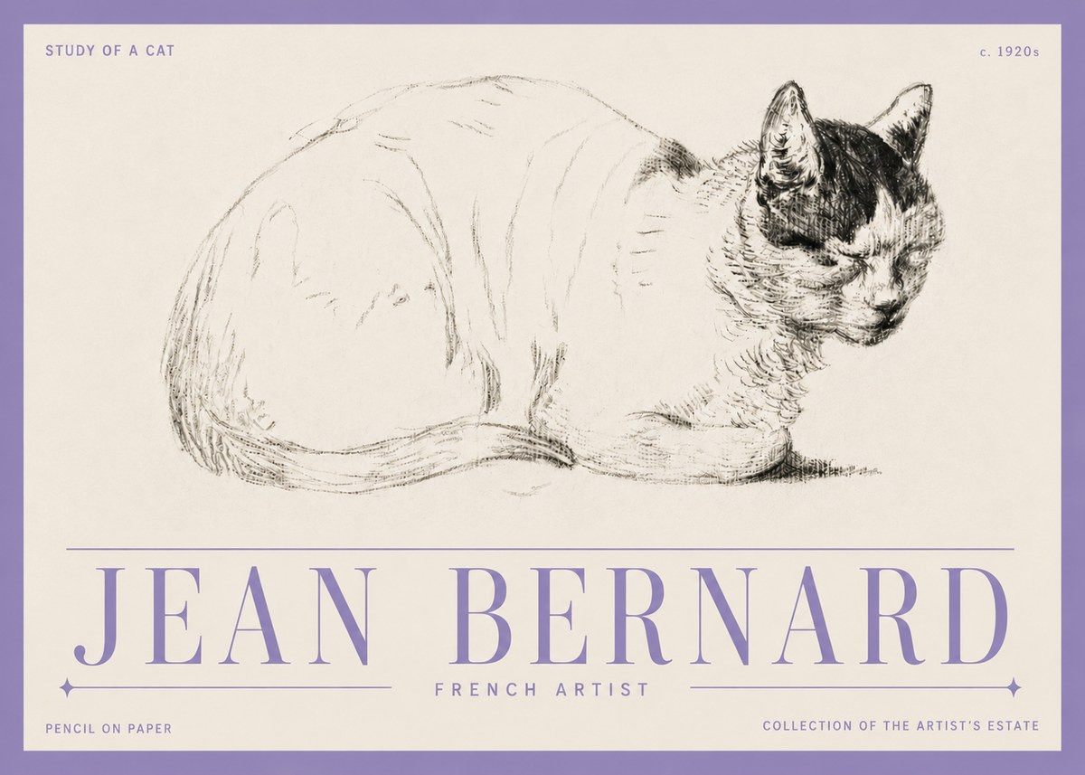Jean Bernard Study of a Cat III No5 - Póster