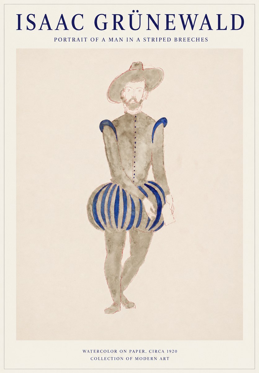 Isaac Grünewald Portrait of a Man in a Striped Breeches No1 - Póster