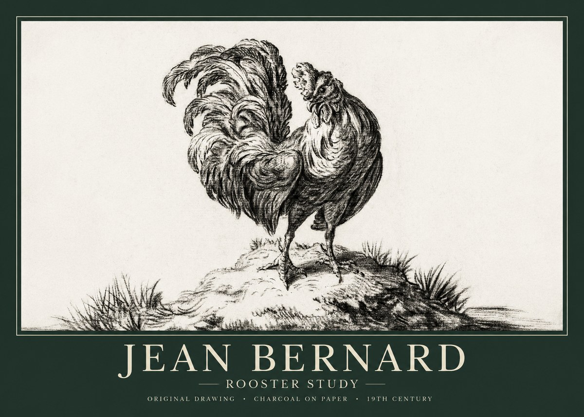 Jean Bernard Study of a Rooster No2 - Póster