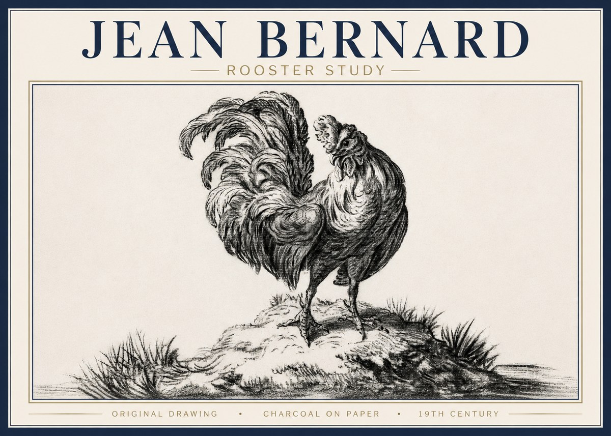 Jean Bernard Study of a Rooster No4 - Póster