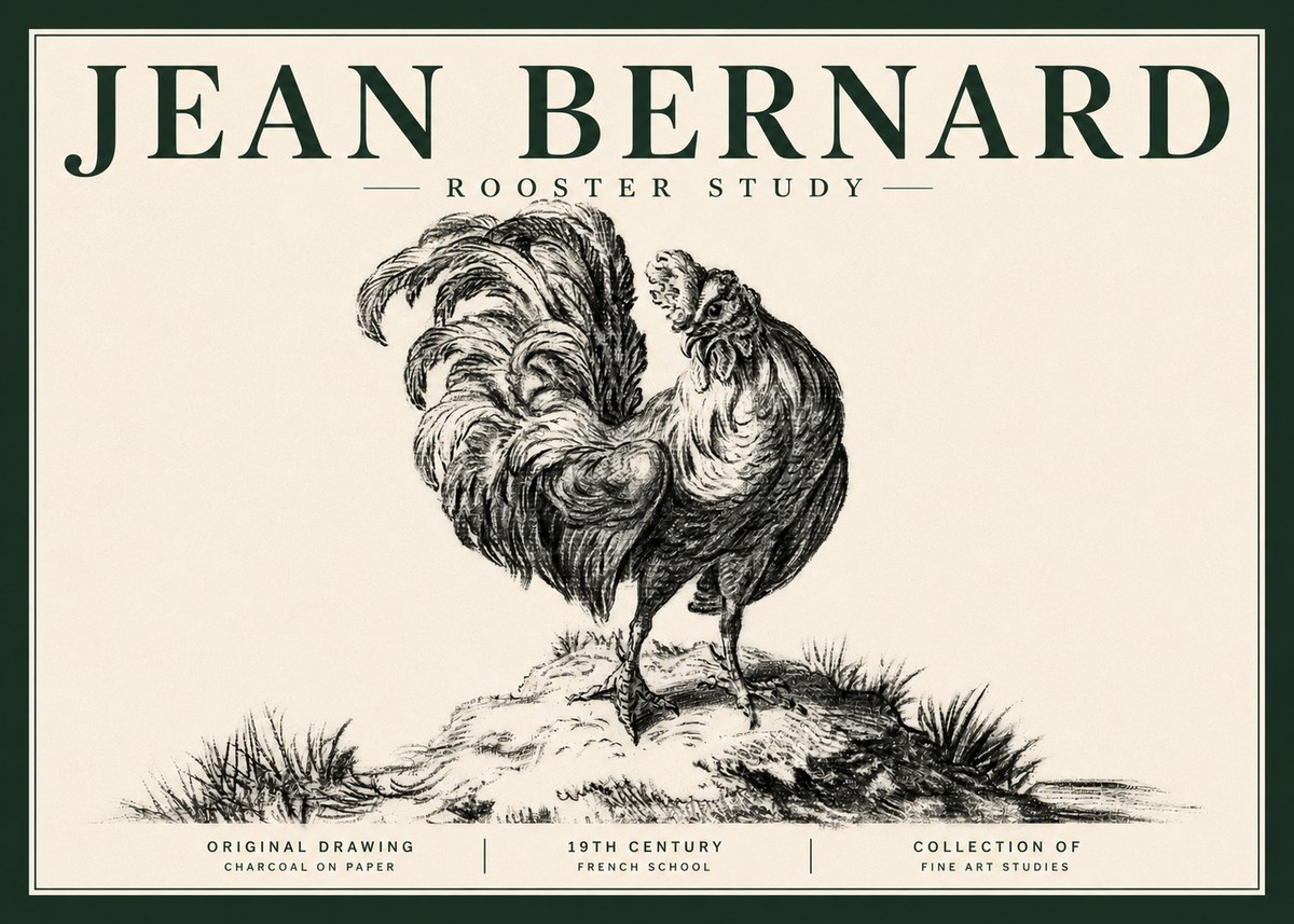 Jean Bernard Study of a Rooster No5 - Póster