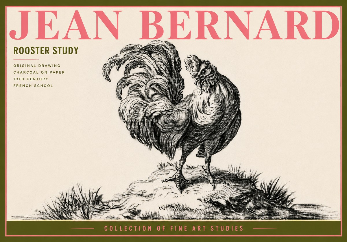Jean Bernard Study of a Rooster No6 - Póster