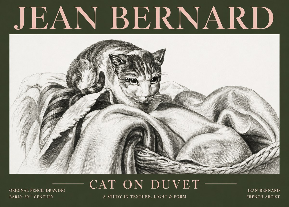 Jean Bernard Cat on a Blanket No5 - Póster