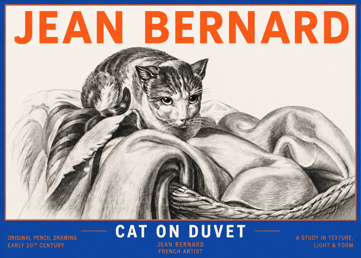 Jean Bernard Cat on a Blanket No6 - Póster