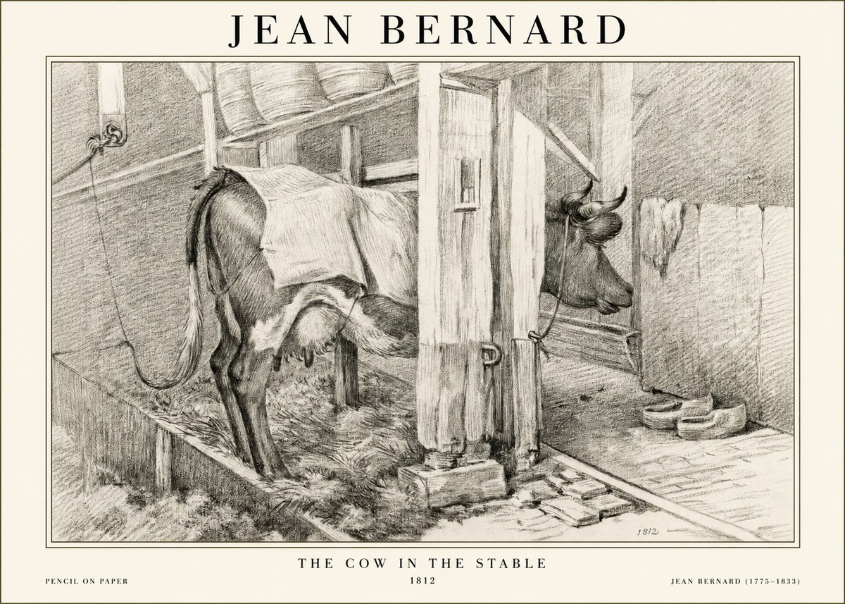 Jean Bernard The Cow in the Stable No1 - Póster