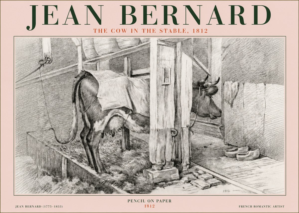 Jean Bernard The Cow in the Stable No3 - Póster