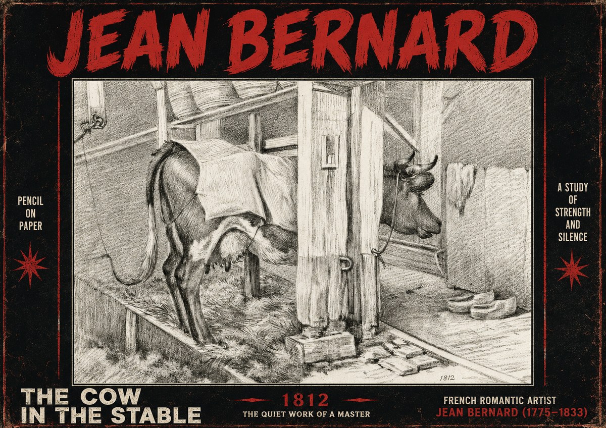 Jean Bernard The Cow in the Stable No4 - Póster