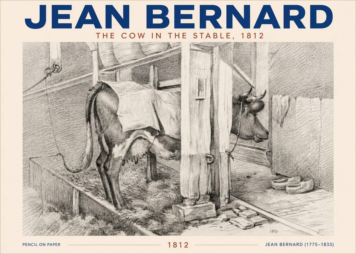 Jean Bernard The Cow in the Stable No5 - Póster