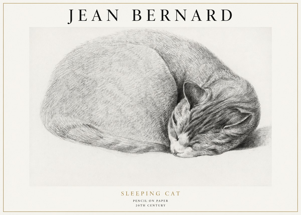 Jean Bernard Sleeping Cat IX No1 - Póster
