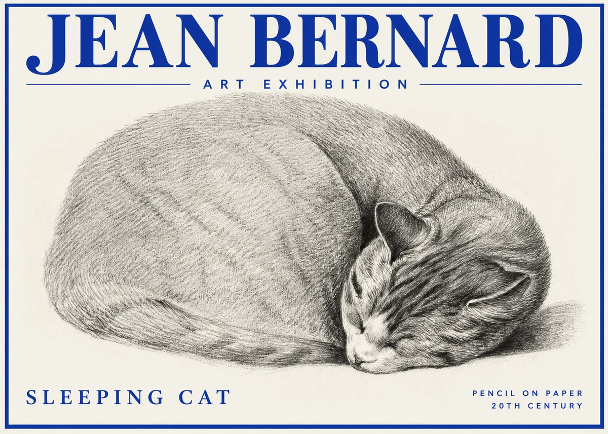 Jean Bernard Sleeping Cat IX No2 - Póster