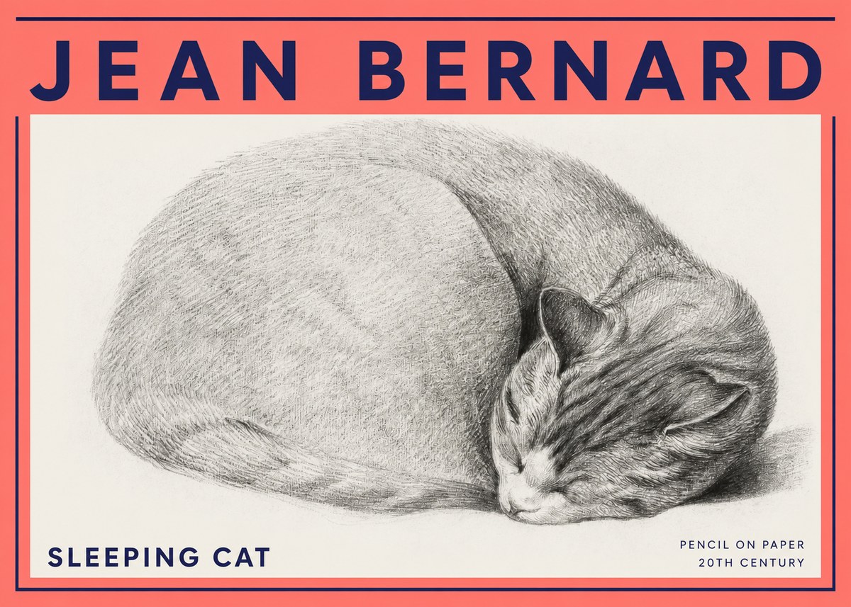 Jean Bernard Sleeping Cat IX No3 - Póster