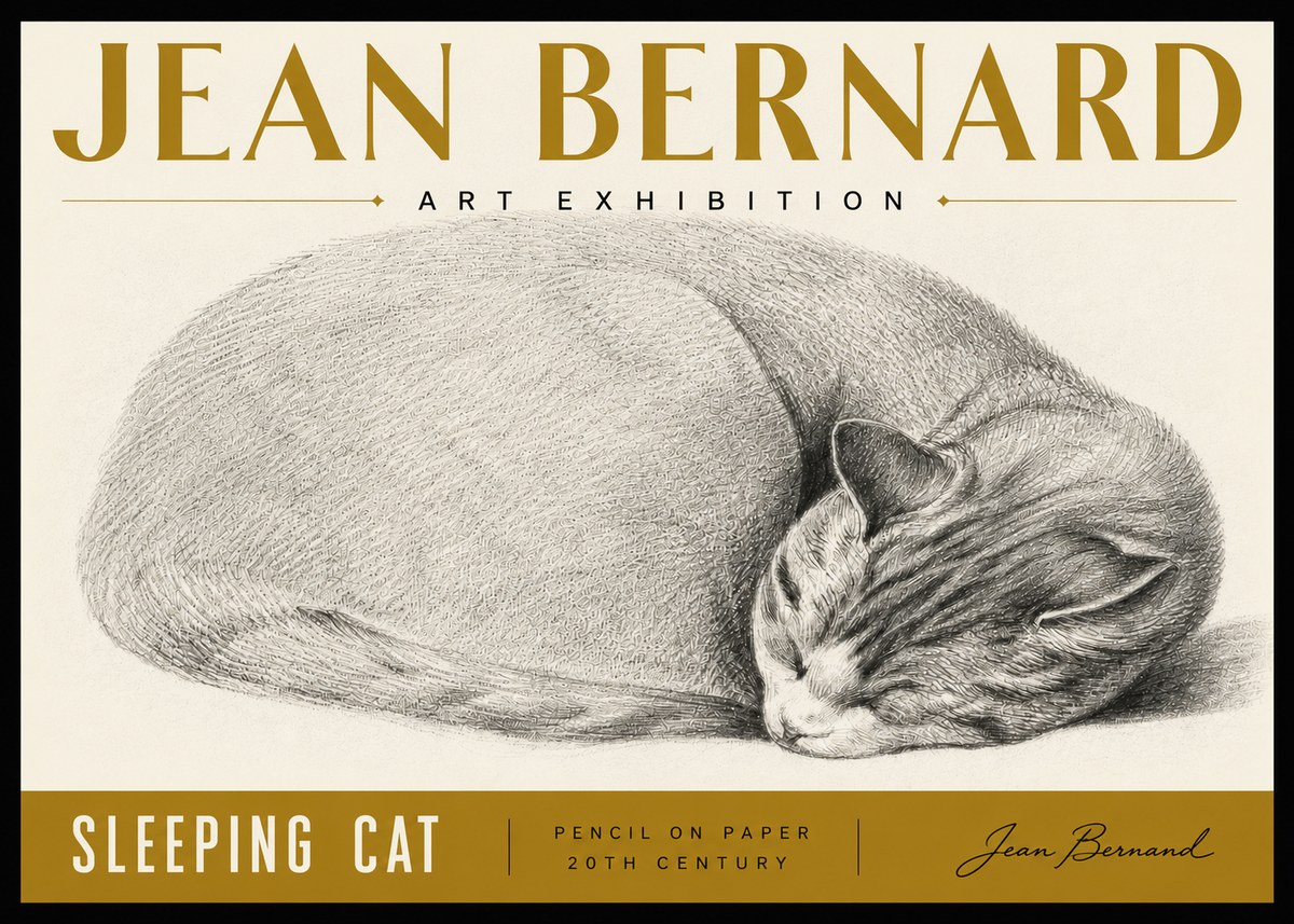 Jean Bernard Sleeping Cat IX No6 - Póster