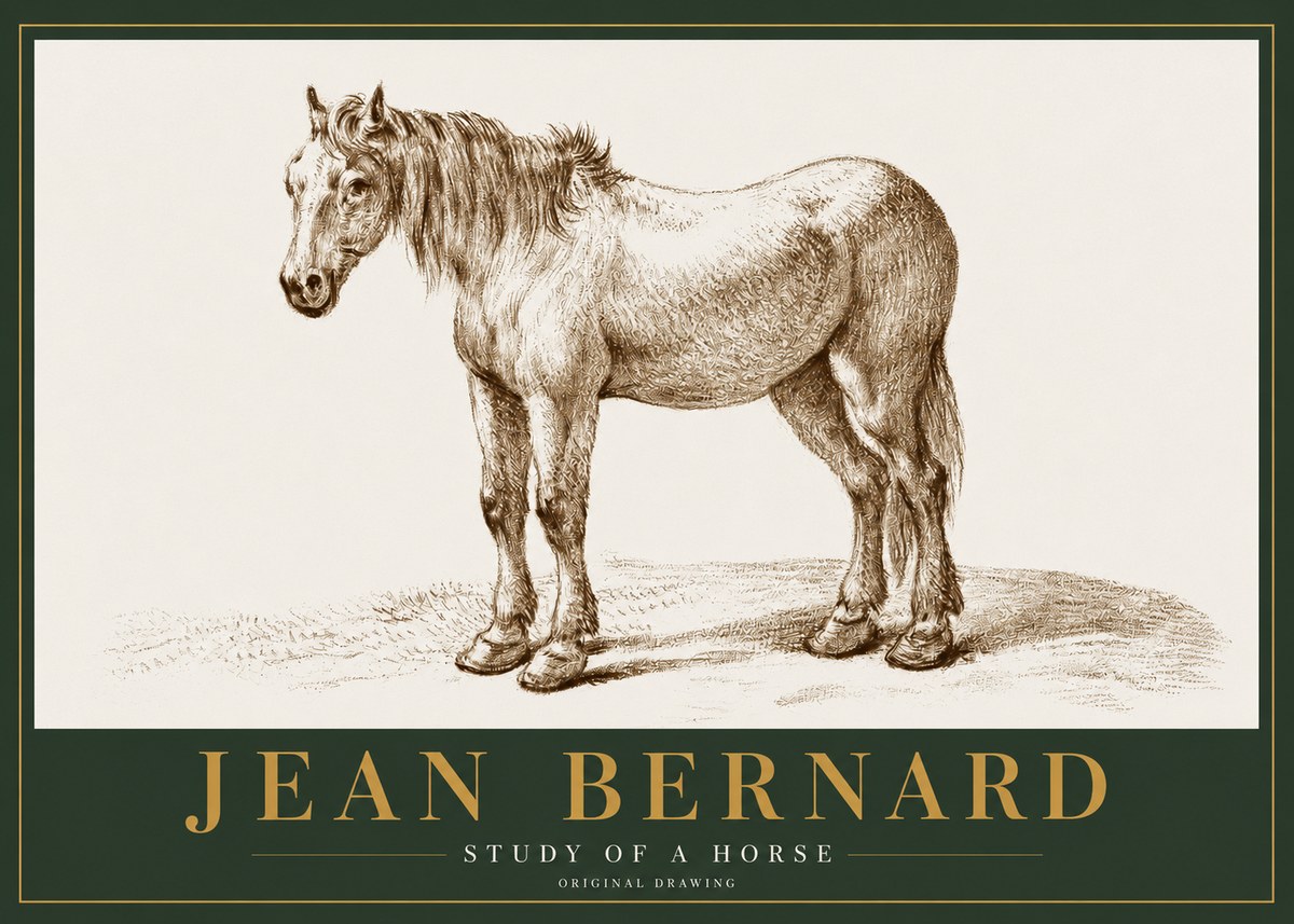 Jean Bernard Study of a Horse XIV No2 - Póster