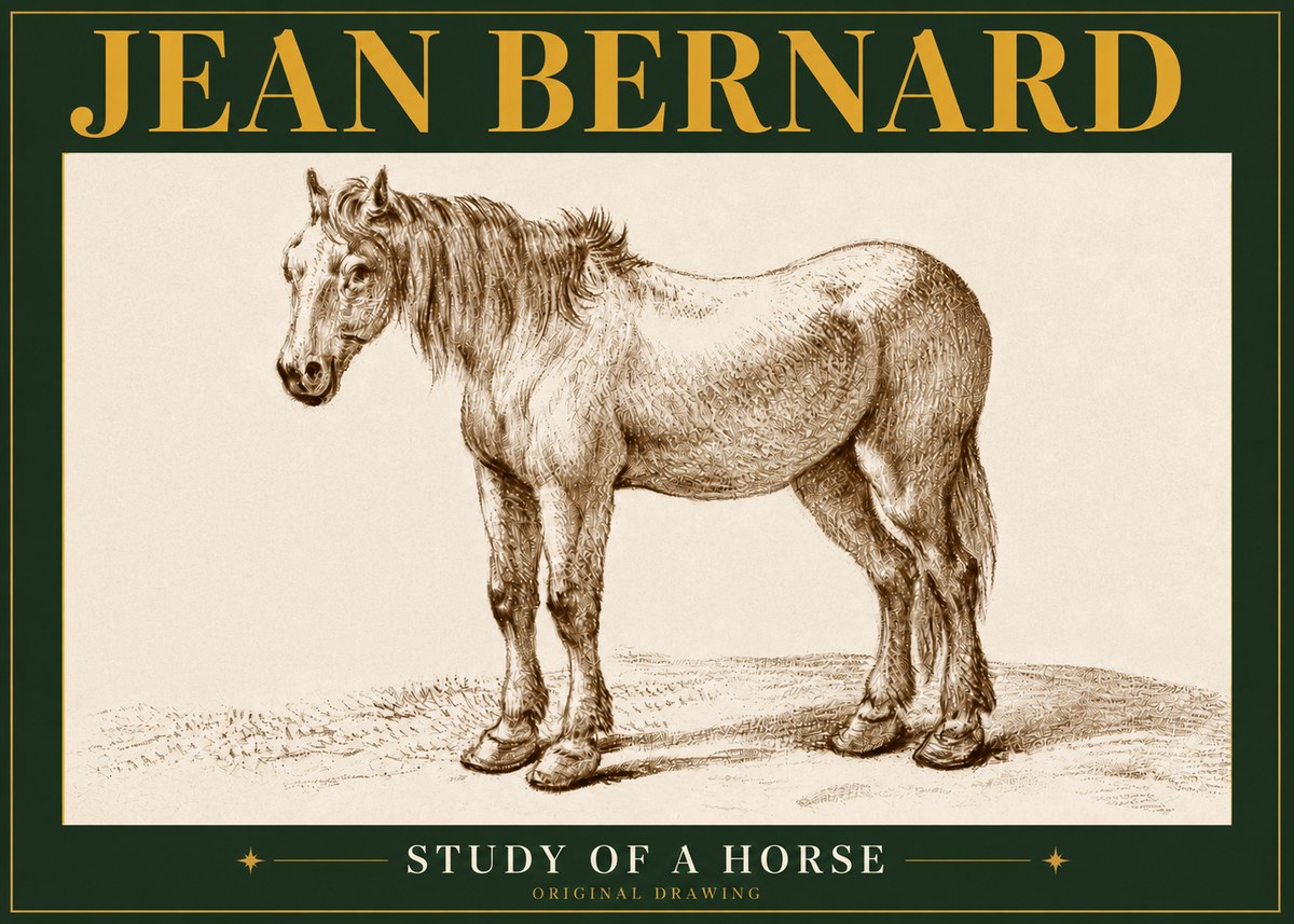 Jean Bernard Study of a Horse XIV No5 - Póster