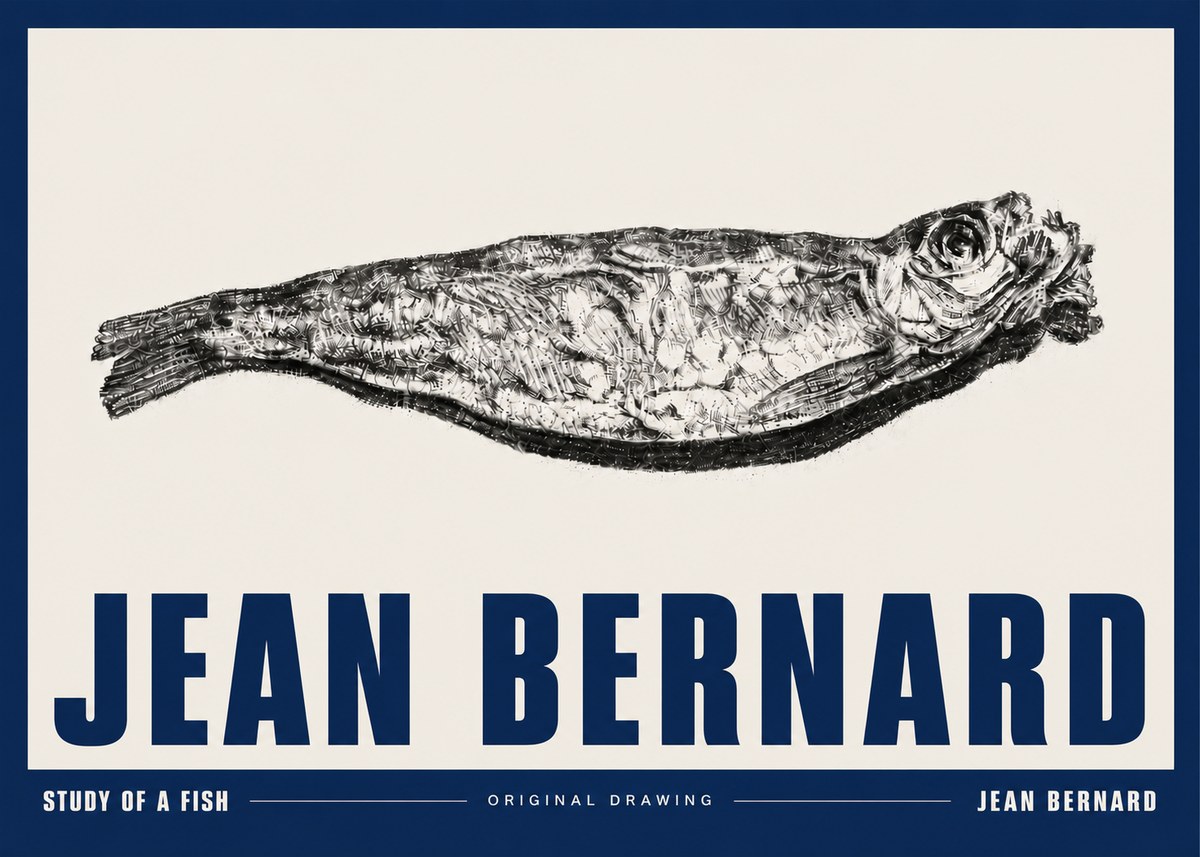 Jean Bernard Study of a Fish V No5 - Póster