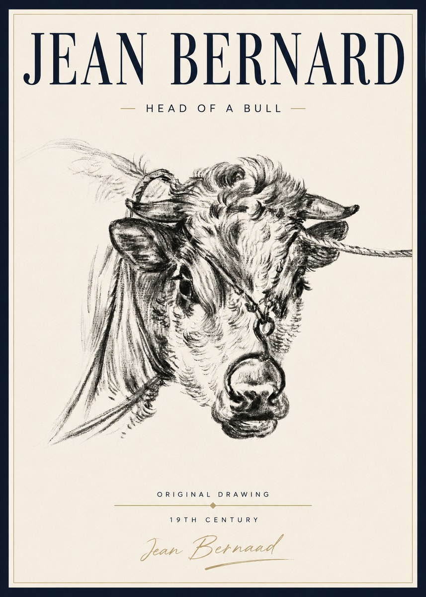 Jean Bernard Head of a Bull No5 - Póster