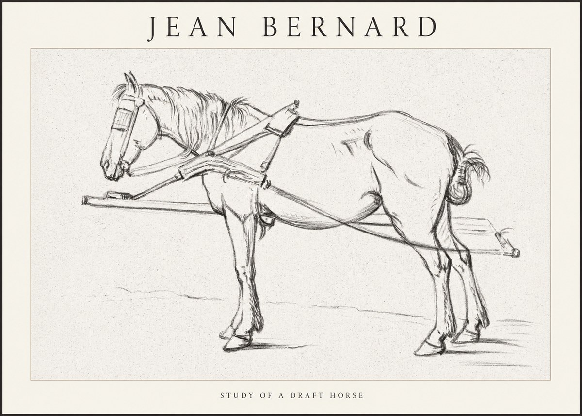 Jean Bernard Study of a Draft Horse II No1 - Póster