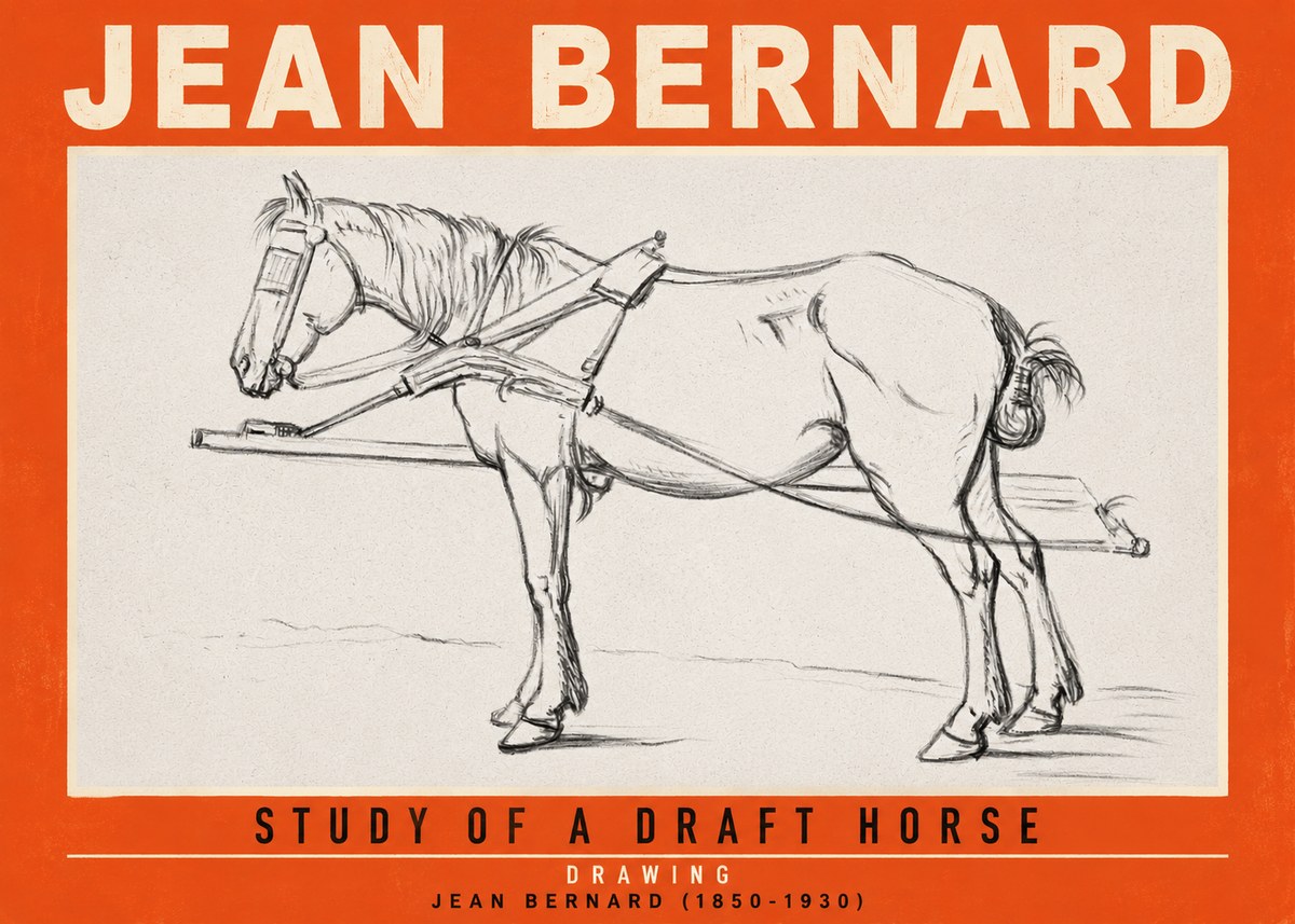 Jean Bernard Study of a Draft Horse II No2 - Póster