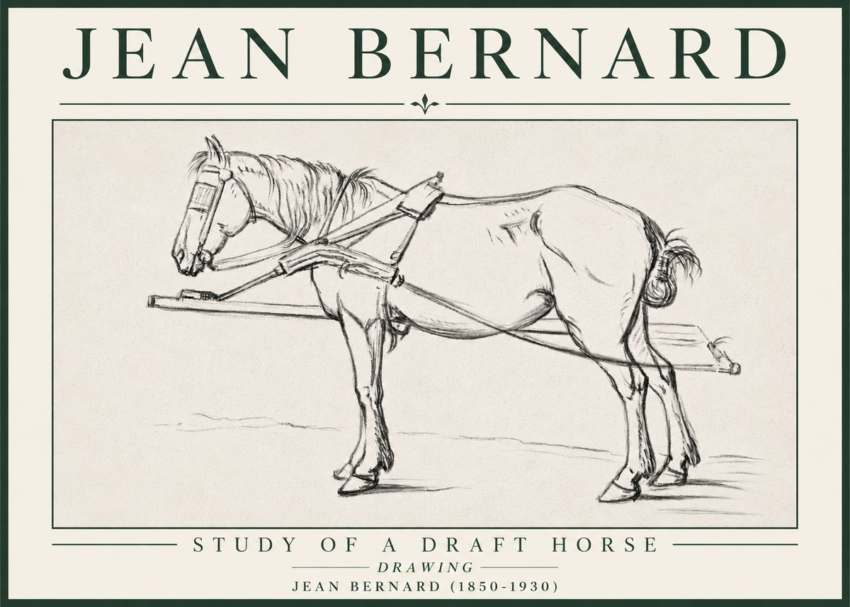 Jean Bernard Study of a Draft Horse II No4 - Póster