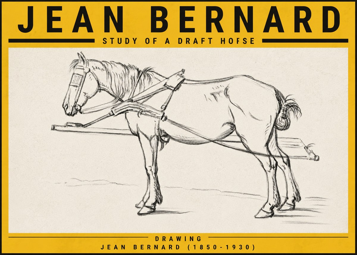 Jean Bernard Study of a Draft Horse II No5 - Póster