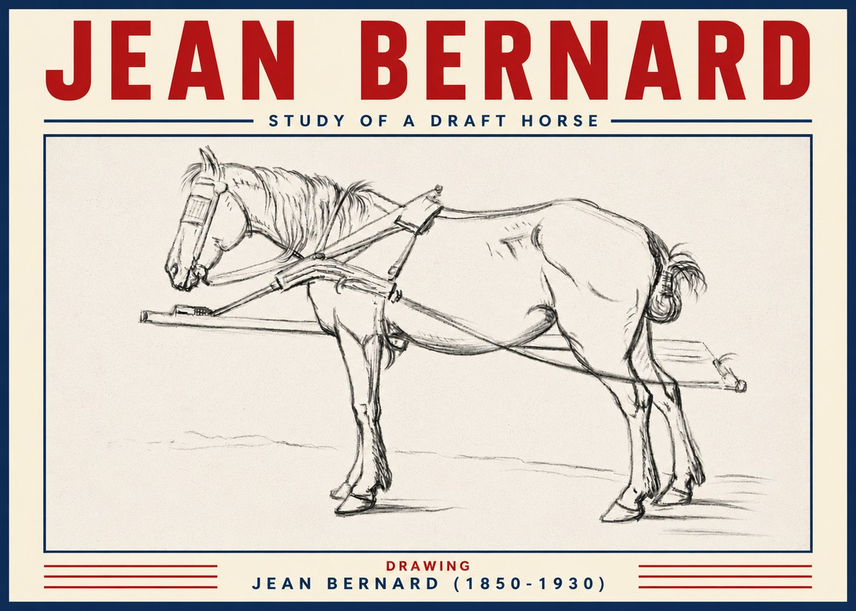 Jean Bernard Study of a Draft Horse II No6 - Póster