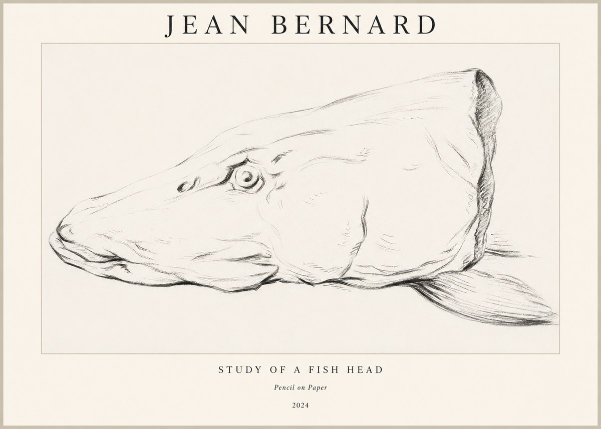 Jean Bernard Study of a Fish Head No1 - Póster