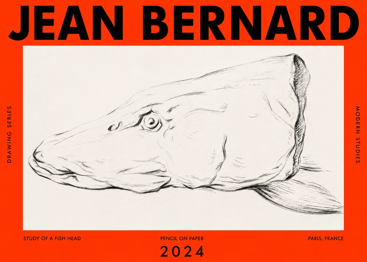 Jean Bernard Study of a Fish Head No2 - Póster