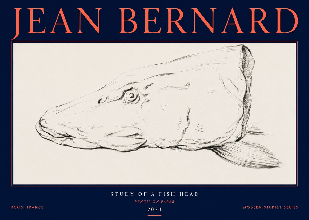 Jean Bernard Study of a Fish Head No3 - Póster