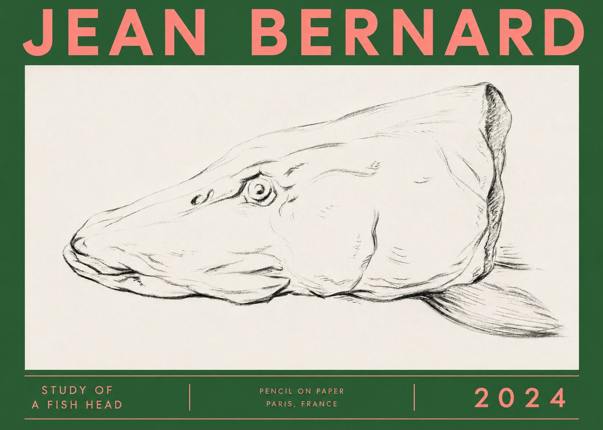 Jean Bernard Study of a Fish Head No4 - Póster