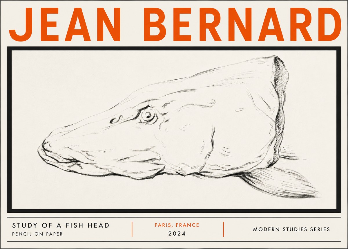 Jean Bernard Study of a Fish Head No5 - Póster