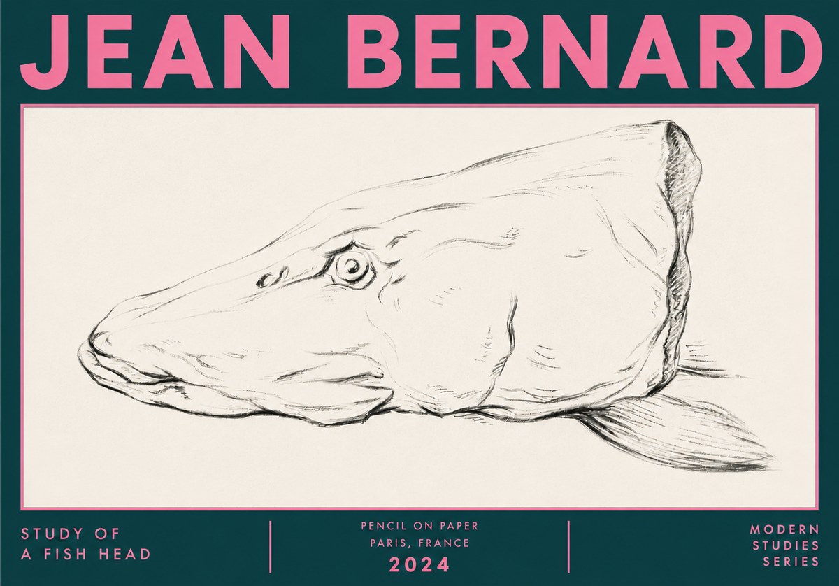 Jean Bernard Study of a Fish Head No6 - Póster