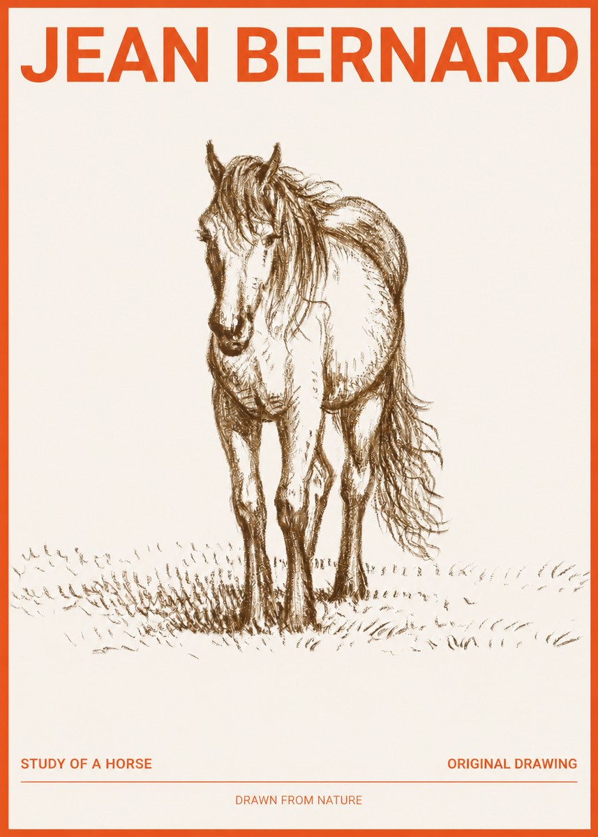 Jean Bernard Study of a Horse XV No2 - Póster