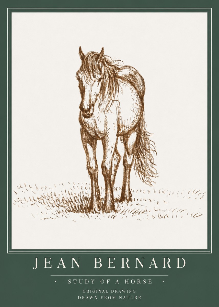 Jean Bernard Study of a Horse XV No3 - Póster