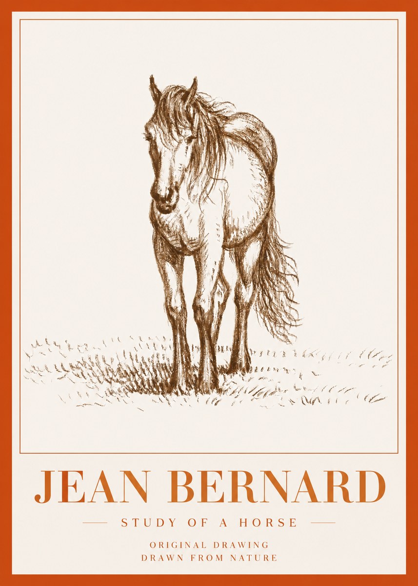 Jean Bernard Study of a Horse XV No5 - Póster