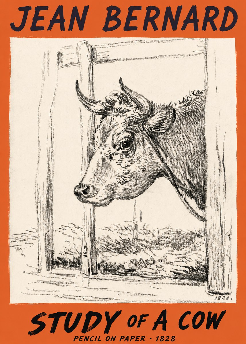 Jean Bernard Study of a Cow XVIII No2 - Póster