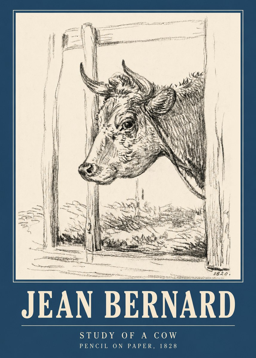 Jean Bernard Study of a Cow XVIII No3 - Póster
